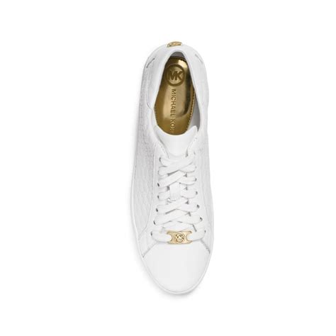 michael michael kors colby embossed-logo leather sneaker|Michael Michael Kors Colby Embossed Signature .